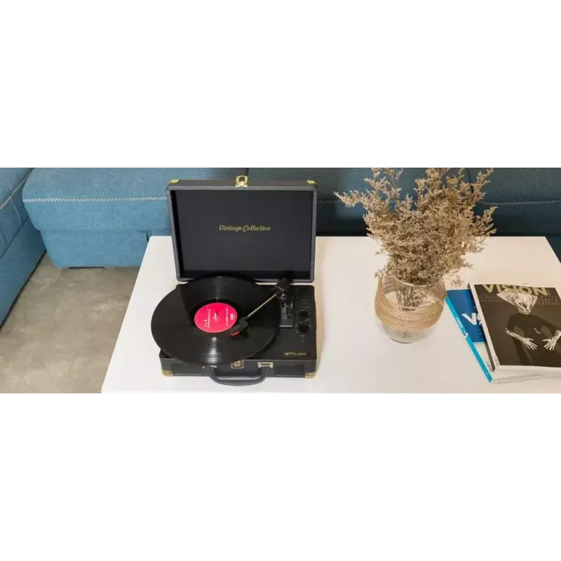 Gramofon Muse MT-103 GD Czarny — 33/45/78 RPM, zasilacz AC 100–240V, kompaktowy 350×113×255 mm, 2,7–3 kg