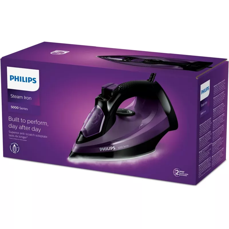Żelazko parowe Philips DST5030/80 — 2400 W, stopa SteamGlide Plus, zbiornik 0,32 l, przewód 2 m