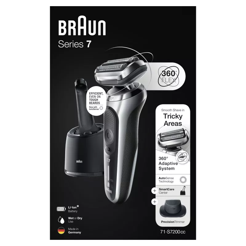 Golarka foliowa Braun Series 7 71-S7200c Czarny Srebrny Litowo-jonowa 50 min
