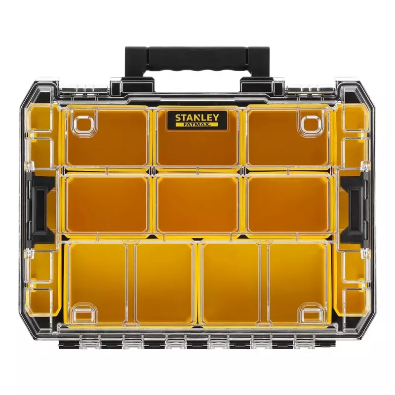 Skrzynka narzędziowa STANLEY FMST82967-1, metal i poliwęglan, 337×440×119 mm, czarna/przezroczysta/żółta
