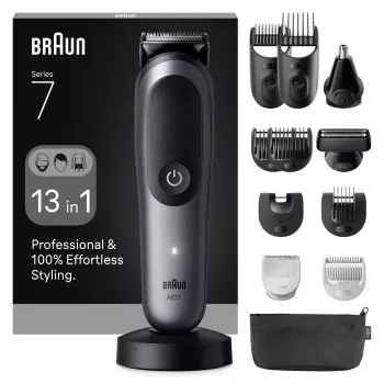 Trymer BRAUN 80789908 Ciemnoszary — 21 stopni długości, litowo-jonowy, czas pracy 120 min, zasilanie AC/Bateria