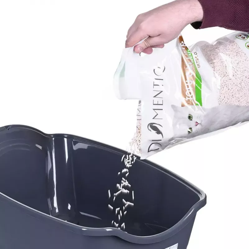 Kuweta DIAMENTIQ BAYA jasnoszara/ciemnoszara 55.5×40×38.7 cm, plastik, drzwiczki odwracalne