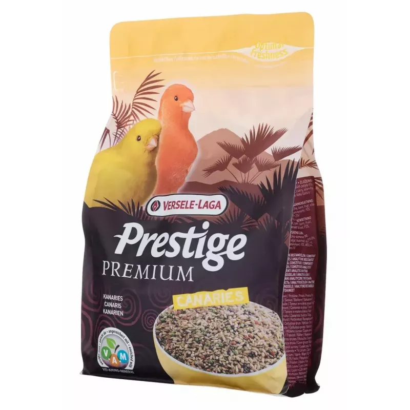 Kompletna sucha mieszanka dla kanarków VERSELE-LAGA Prestige Premium 800 g — 17% białka, 13% tłuszczu, 6% błonnika