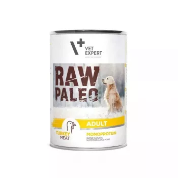 Mokra karma dla psa VETEXPERT RAW PALEO Adult Monoprotein Indyk 400 g, bezglutenowa i bezsojowa, dla nietolerancji zbóż