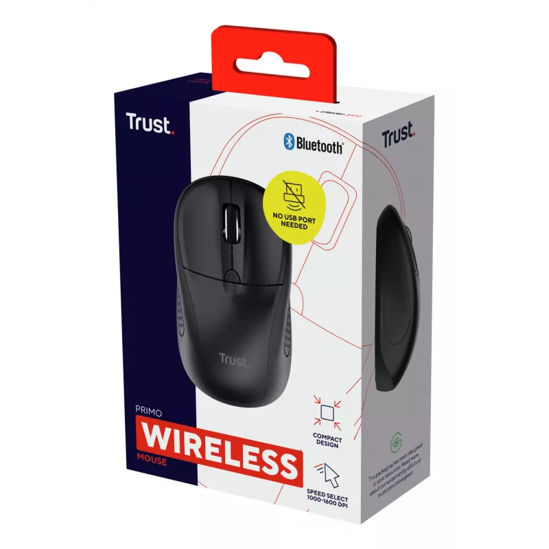 Mysz Trust Primo Travel symetryczna Bluetooth optyczna 1600 DPI