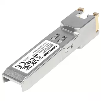 Moduł nadawczo-odbiorczy Intellinet Optical, Gigabit RJ45 miedź SFP, port 1000Base-T (RJ45), 100 m, zgodny z MSA, odpowiednik Cisco GLC-T, Ethernet, światłowód, trzyletnia gwarancja