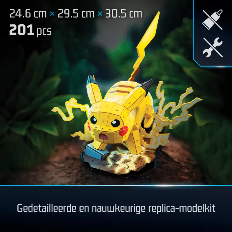 4D Build , Pokémon Pikachu 3D Model Kit, Pokémon Figure, Kanto First Partner Collection, Dekoracja na Biurko, 201 Elementów, dla Wieku od 12 Lat