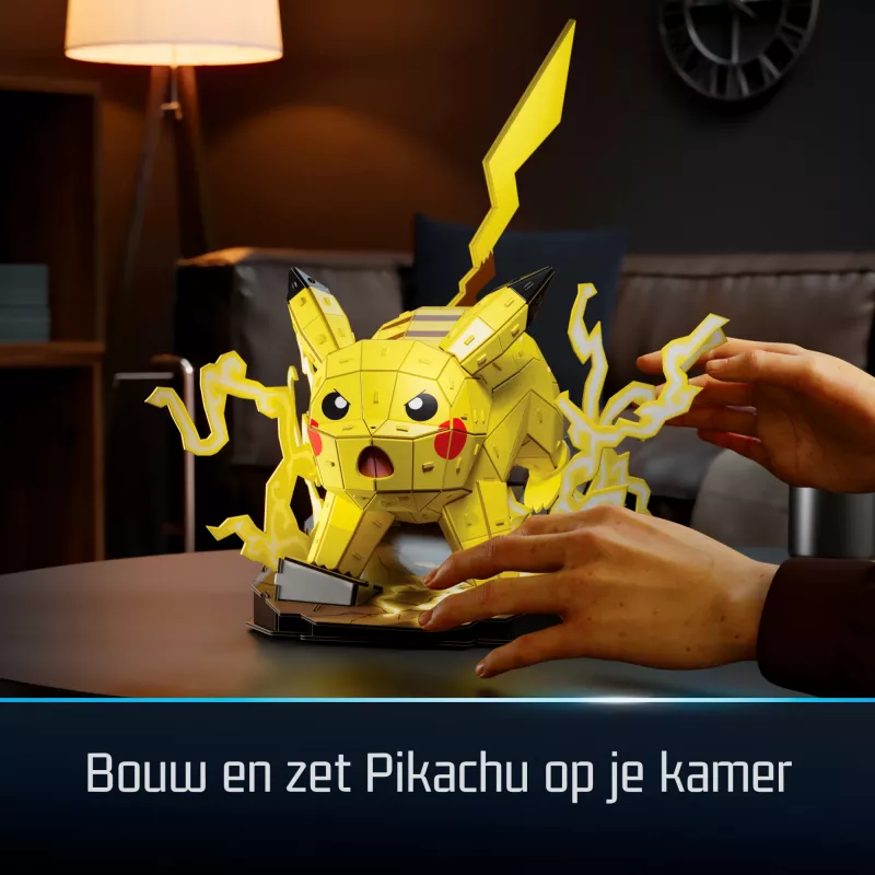 4D Build , Pokémon Pikachu 3D Model Kit, Pokémon Figure, Kanto First Partner Collection, Dekoracja na Biurko, 201 Elementów, dla Wieku od 12 Lat