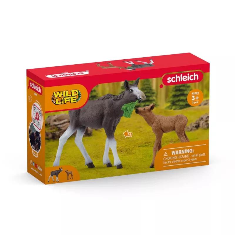 Figurki Schleich WILD LIFE Rodzina łosi — realistyczne figurki zwierząt, 3+ lat, wielokolorowe