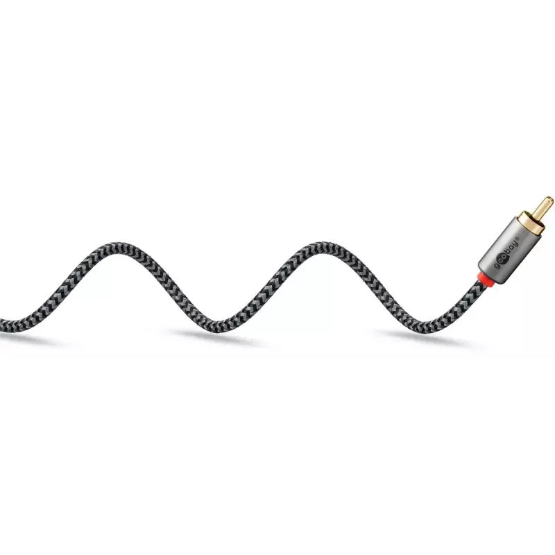 Kabel audio Goobay 65285 3,5 mm męski do 2×RCA męski, 1 m, miedź, pozłacane styki, ekranowany magnetycznie (czarny/srebrny)