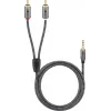 Kabel audio Goobay 65285 3,5 mm męski do 2×RCA męski, 1 m, miedź, pozłacane styki, ekranowany magnetycznie (czarny/srebrny)