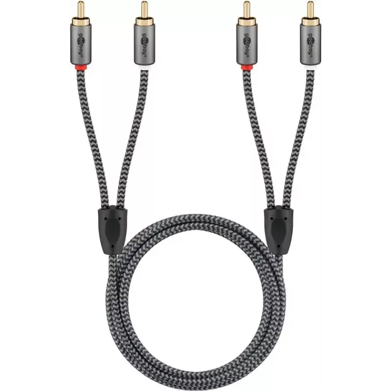 Kabel audio WENTRONIC Goobay 65292 — 2×RCA męski na 2×RCA męski, 1 m, miedź, pozłacany, ekranowany magnetycznie