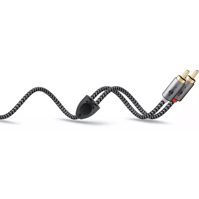 Kabel audio WENTRONIC Goobay 65292 — 2×RCA męski na 2×RCA męski, 1 m, miedź, pozłacany, ekranowany magnetycznie