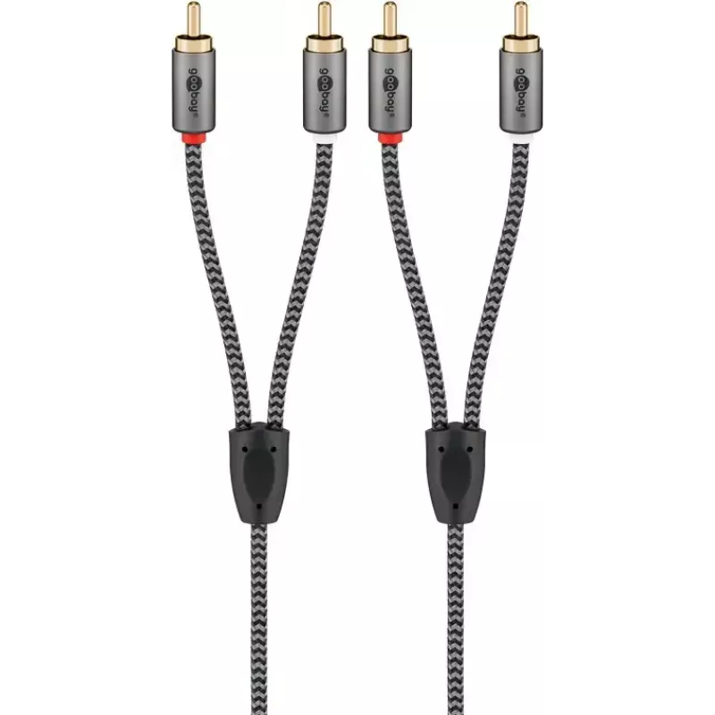 Kabel audio WENTRONIC Goobay 65292 — 2×RCA męski na 2×RCA męski, 1 m, miedź, pozłacany, ekranowany magnetycznie