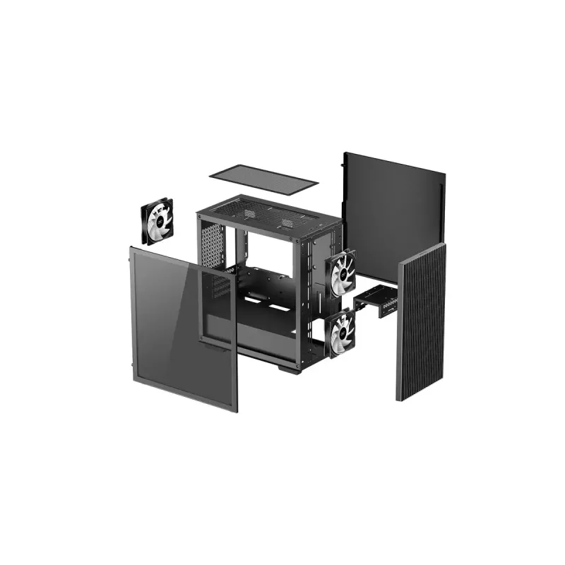 Obudowa PC DeepCool MATREXX 40 3FS Micro Tower — Micro ATX/Mini-ITX, szkło hartowane, obsługa 3x140/2x120 wentylatorów, GPU do 320 mm, 2x3,5 cala + 2x2,5 cala, czarna