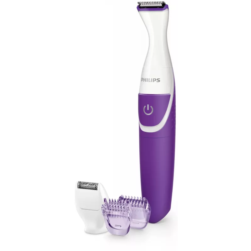 Trymer do bikini Philips Essential BRT383/15, 3 poziomy długości, bateria AA, 120 min pracy, biało-fioletowy