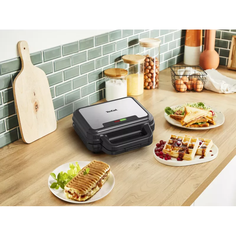 Tefal SW383D10 opiekacz do kanapek 700 W Czarny, Stal nierdzewna
