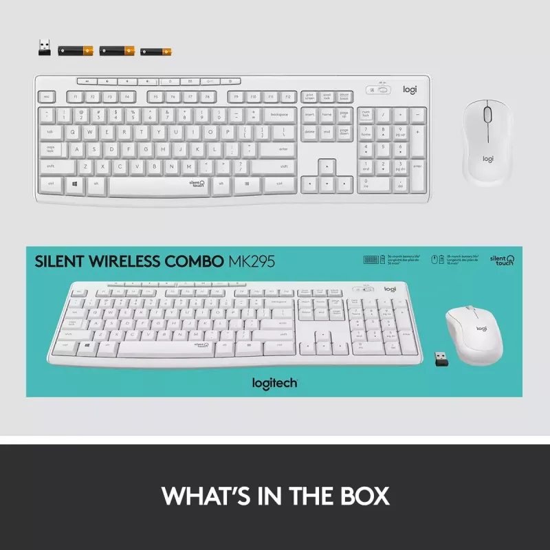 Bezprzewodowy zestaw klawiatury i myszy Logitech MK295 Silent