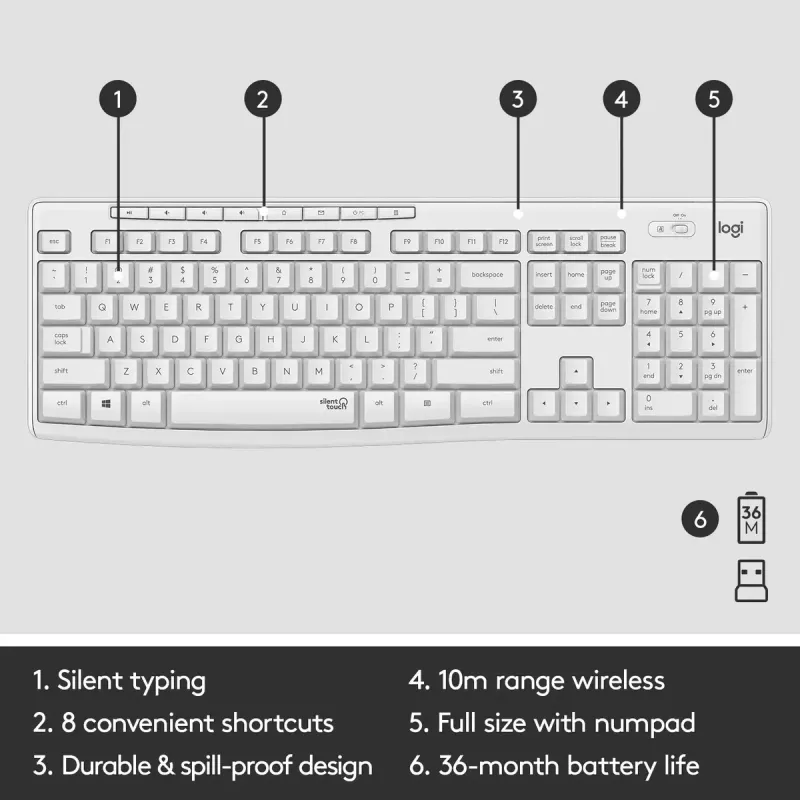 Bezprzewodowy zestaw klawiatury i myszy Logitech MK295 Silent