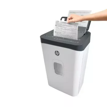 Niszczarka HP ONESHRED Auto 200CC — automatyczne podawanie 200 arkuszy, ścinki mikro P-4, kosz 28 l, biało-szara