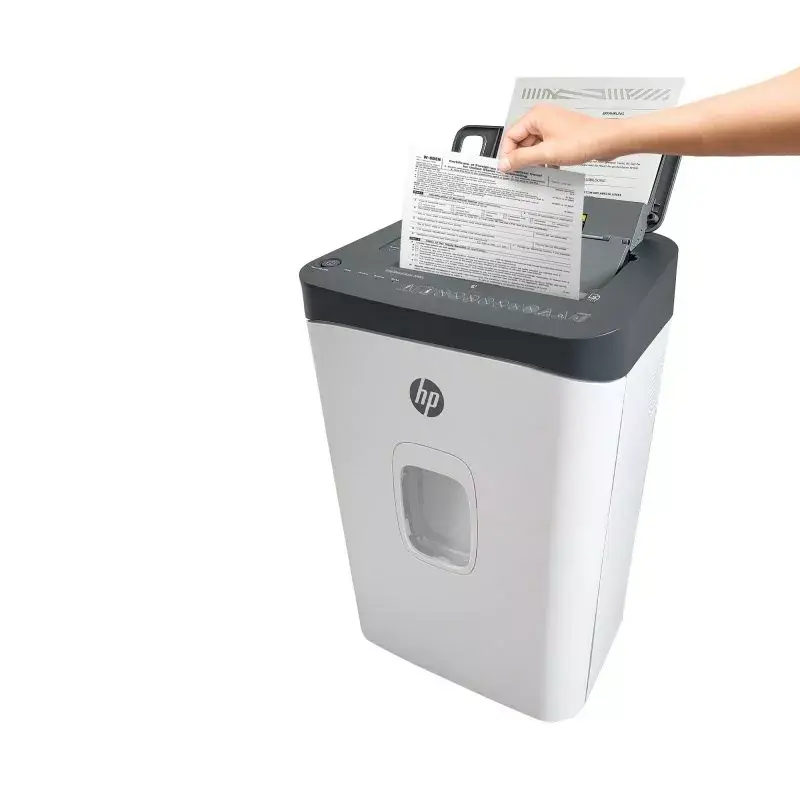 Niszczarka HP ONESHRED Auto 200CC — automatyczne podawanie 200 arkuszy, ścinki mikro P-4, kosz 28 l, biało-szara
