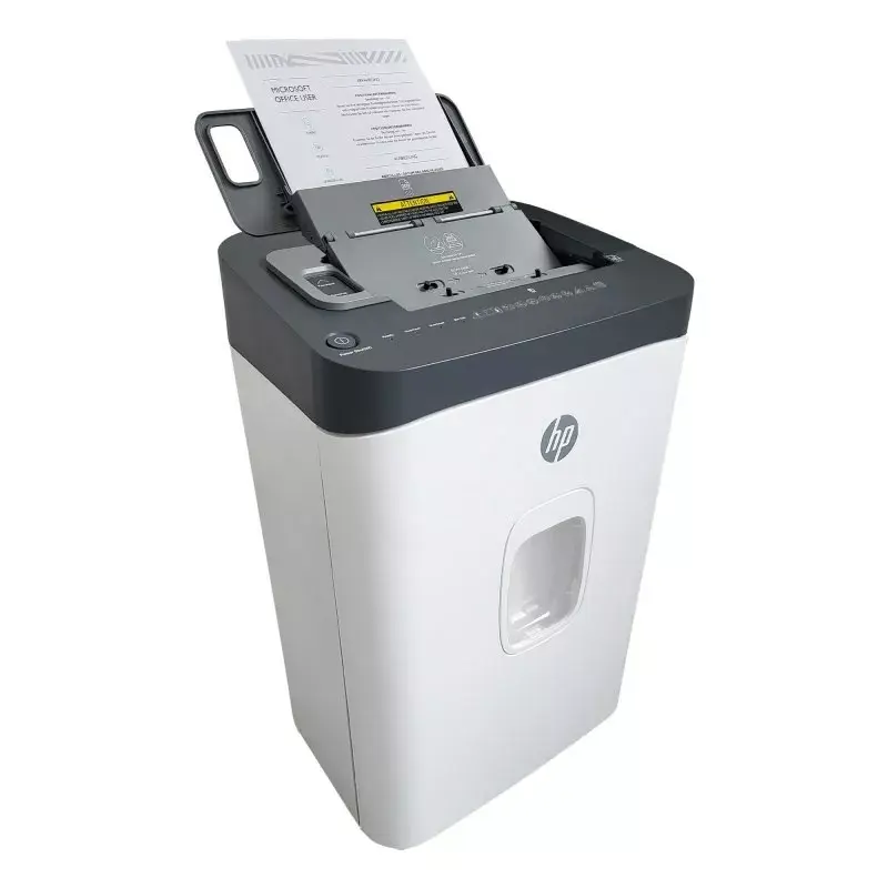 Niszczarka HP ONESHRED Auto 200CC — automatyczne podawanie 200 arkuszy, ścinki mikro P-4, kosz 28 l, biało-szara