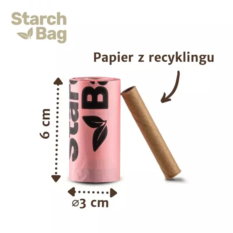 Kompostowalne worki na odchody Starch Bag STARCHBAG BIO liliowe, włókna roślinne, 8 × 15 szt.