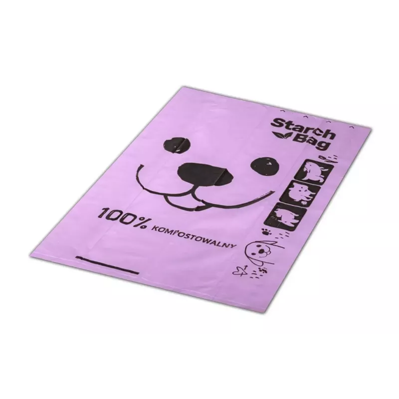 Kompostowalne worki na odchody Starch Bag STARCHBAG BIO liliowe, włókna roślinne, 8 × 15 szt.
