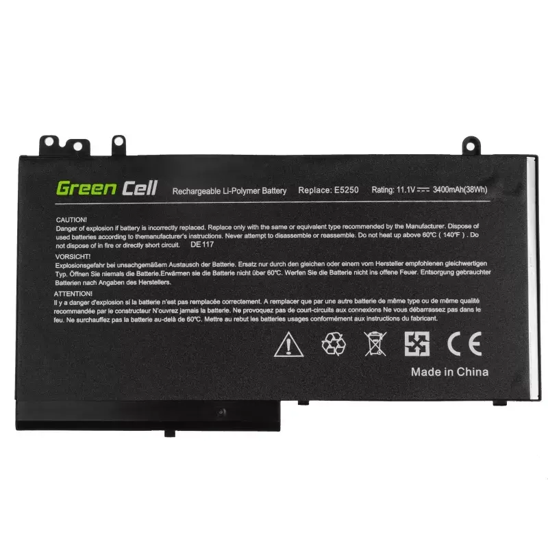 Bateria zielony Cell DE117 do DELL Latitude 11 3150/3160, 12/ E5250/E5270 — LiPo 11,1 V 3400 mAh, 4 ogniwa, czarna