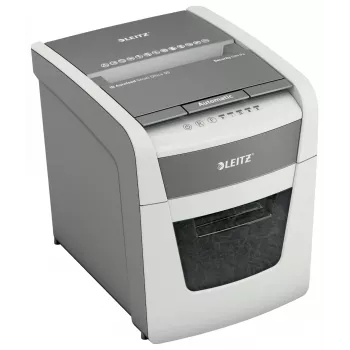 Niszczarka do papieru LEITZ IQ Autofeed Small Office50 P4 — mikropocięcie 4x28 mm, automatyczne podawanie 50 arkuszy, szerokość wejścia 22 cm, kosz 20 L
