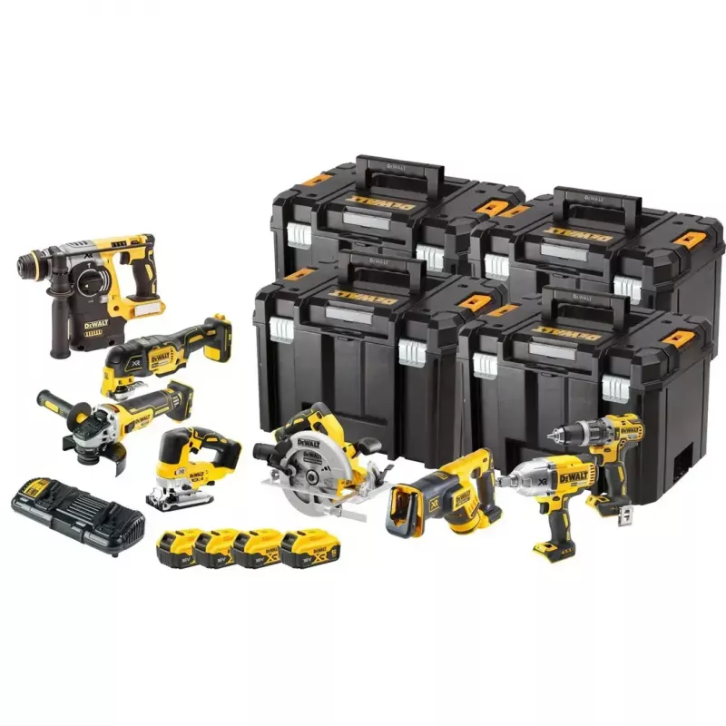 Zestaw akumulatorowy DeWalt DCK865P4T 18V — zestaw z czterema akumulatorami 5,0 Ah i walizkami TSTAK