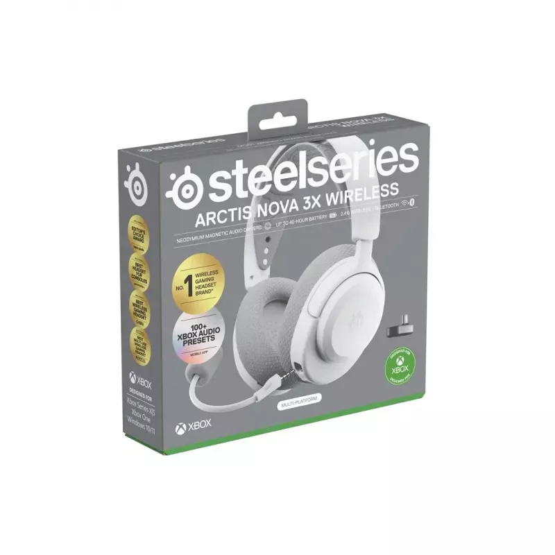Zestaw słuchawkowy STEELSERIES Arctis Nova 3X Wireless — binaural over-ear headset, Bluetooth 5.3, 2.4 GHz RF, bateria 40 h, USB-C