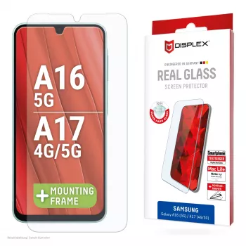 Szkło ochronne Displex (10H) do Samsung Galaxy A17 (4G/5G)/A16, ekologiczna ramka montażowa, odporne na zarysowania