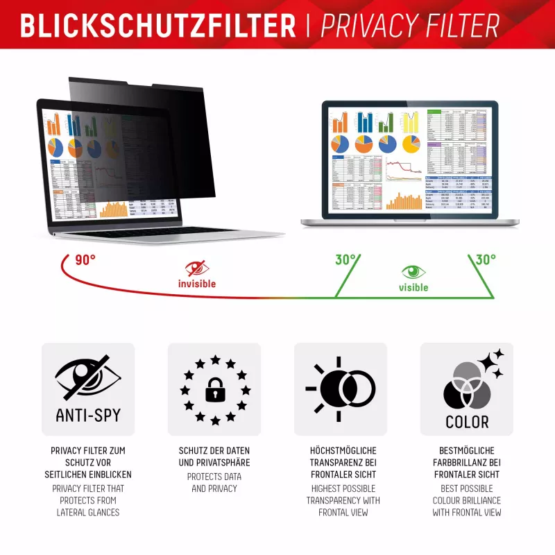 Displex PRIVACY SAFE magnetyczny dwukierunkowy filtr prywatyzujący do MacBook Air 13,6‘‘