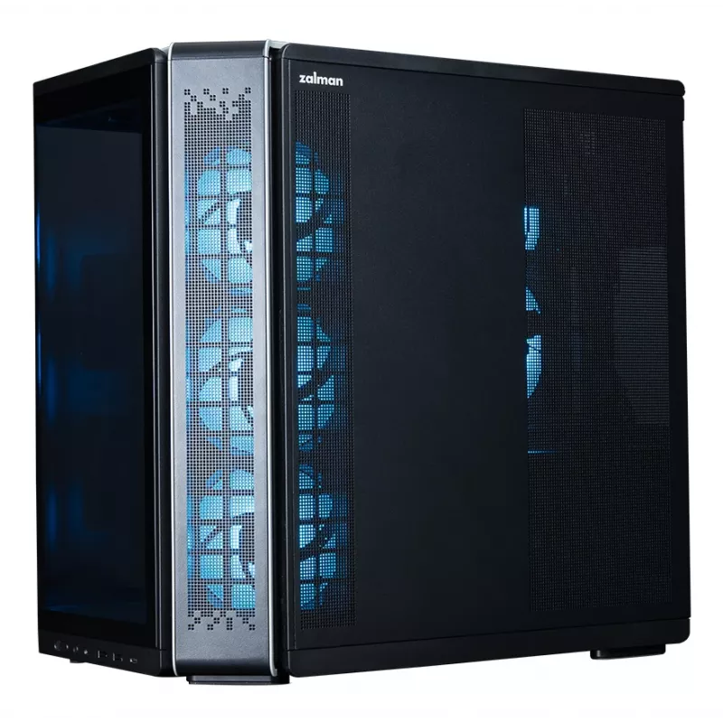 ZALMAN P60 Czarny obudowa PC Midi Tower — ATX/Mini-ITX, szkło hartowane, 3 wentylatory boczne 120 mm + 2 wentylatory tylne 120 mm, 290×475×478 mm