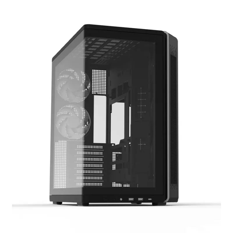 ZALMAN P60 Czarny obudowa PC Midi Tower — ATX/Mini-ITX, szkło hartowane, 3 wentylatory boczne 120 mm + 2 wentylatory tylne 120 mm, 290×475×478 mm