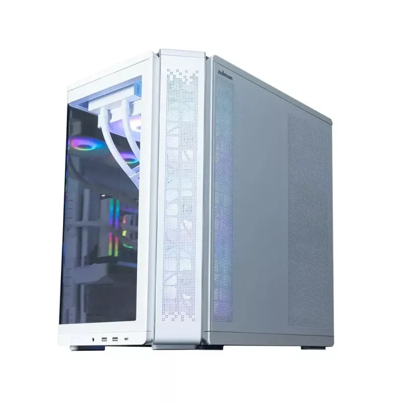 Obudowa PC ZALMAN P60 Mid-Tower z 5 wentylatorami ARGB, biała