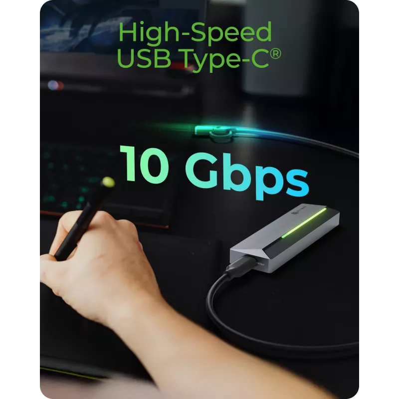Obudowa ICY BOX M.2 SATA/NVMe SSD z USB 3.2 Gen 2 Type-C i podświetleniem RGB
