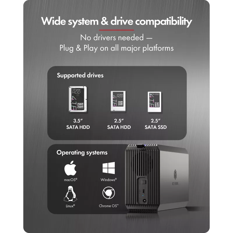 ICY BOX IB-RD3720-CU3 Obudowa HDD/SSD Czarna 2.5/3.5 cala