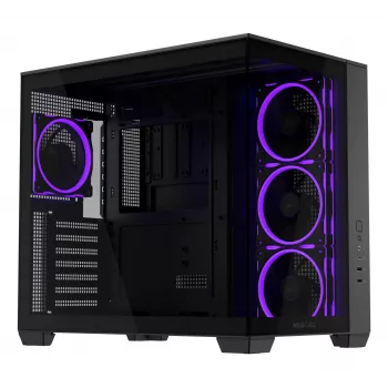 Obudowa PC ASUS A32 PLUS ATX, czarna — szkło hartowane, wentylatory RGB, USB-C, obsługuje ATX/Micro-ATX/Mini-ITX