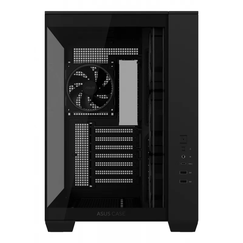 Obudowa PC ASUS A32 PLUS ATX, czarna — szkło hartowane, wentylatory RGB, USB-C, obsługuje ATX/Micro-ATX/Mini-ITX