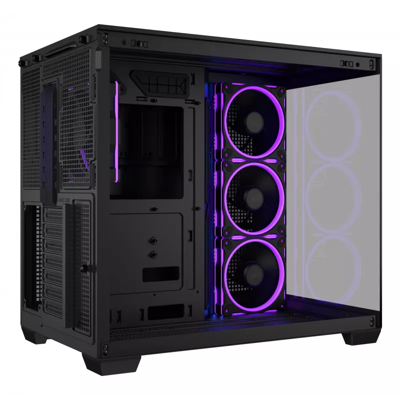 Obudowa PC ASUS A32 PLUS ATX, czarna — szkło hartowane, wentylatory RGB, USB-C, obsługuje ATX/Micro-ATX/Mini-ITX