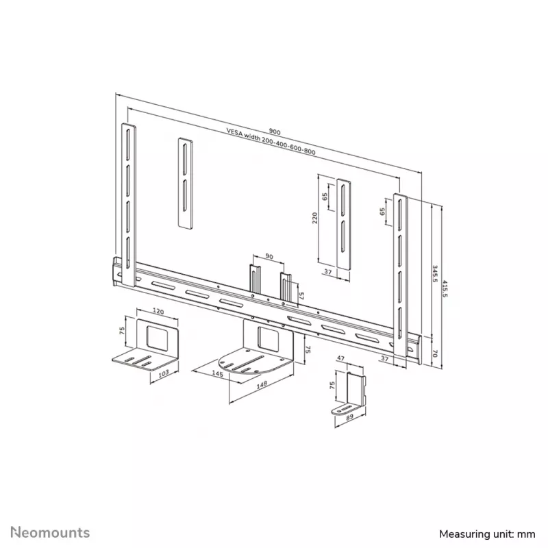 Neomounts AV50-500BL zestaw półki do kamery PTZ/UC 43-110 cali - VESA - maks. 5 kg - uniwersalny