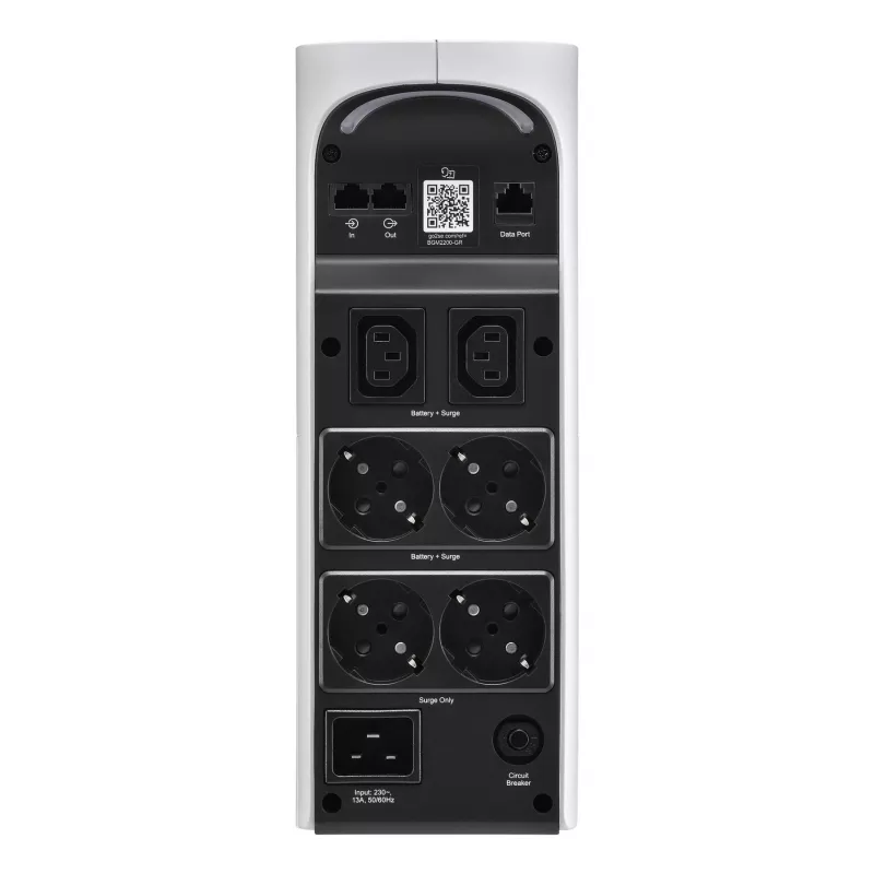 APC Back-UPS Pro, 2200VA/1320W, Tower, 230V, 4x Schuko i 2x wyjścia IEC C13, Podświetlenie RGB, Czysta fala sinusoidalna, Arctic (biały)