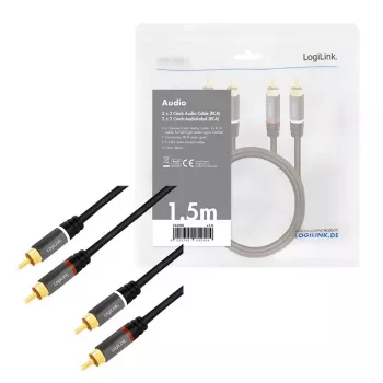 Kabel audio LogiLink CA1203 1.5m 2xRCA Czarny
