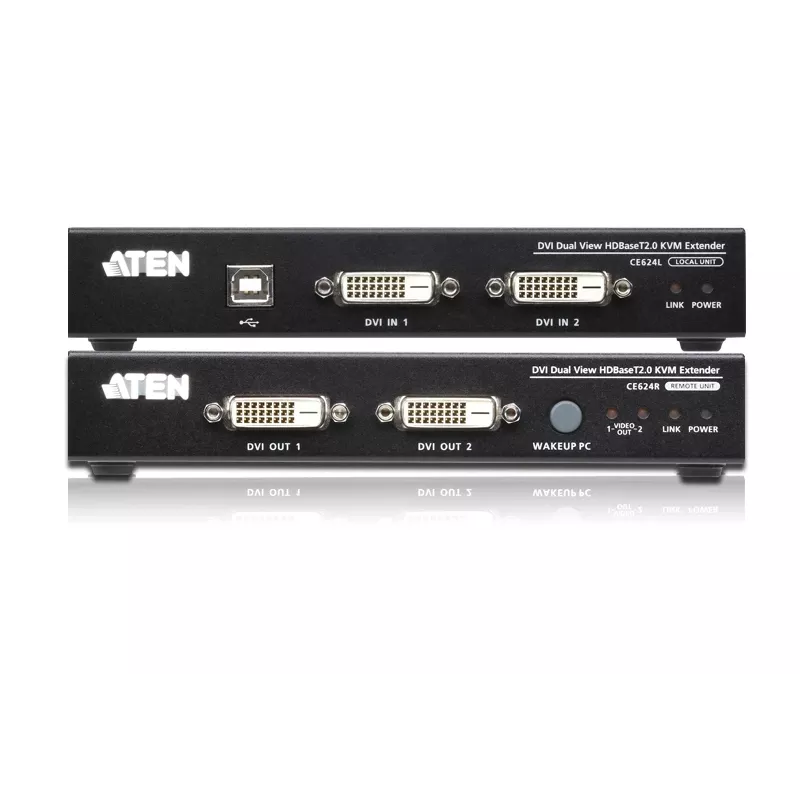 ATEN USB 2.0 DVI Dual View HDBase T2.0 KVM Extender z dźwiękiem i RS232 (150m)