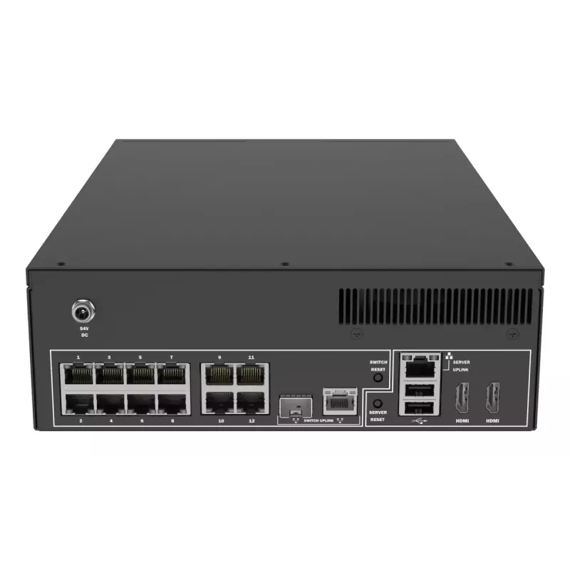 Sieciowy rejestrator wideo AXIS S2212 Mk II — 12 kanałów, dysk twardy 6 TB, SSD 256 GB, 1080p, IEEE 802.3at