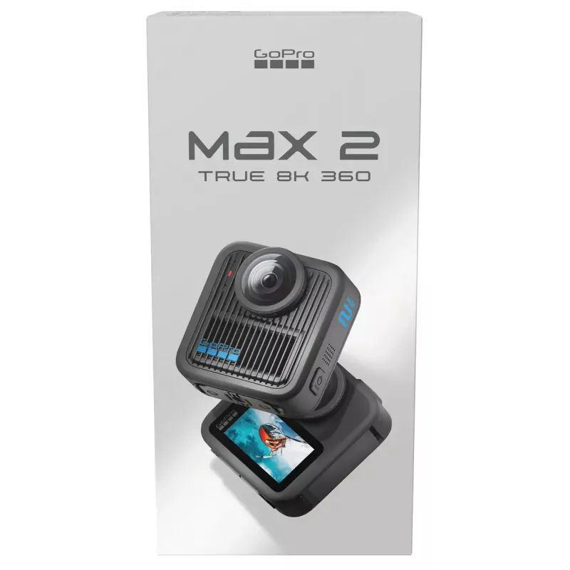 Kamera akcji GoPro MAX 2 – 29,5 MP, wideo 8K Ultra HD przy 100 kl./s, GPS, Wi‑Fi, wbudowany wyświetlacz LCD