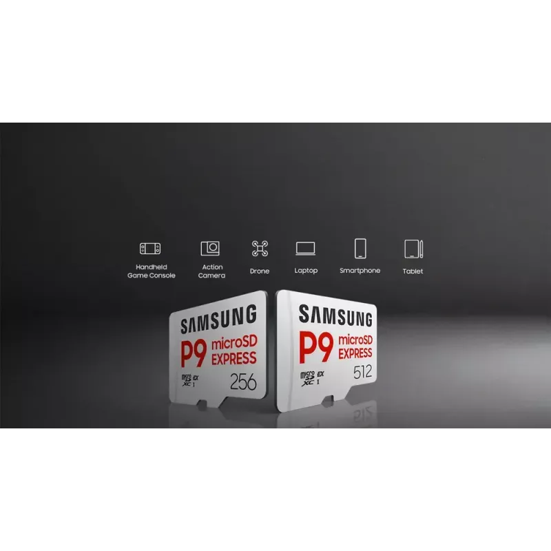 Karta pamięci microSDXC Samsung P9 Express 512 GB, UHS-I, Odczyt 800 MB/s, V30, U1, biała