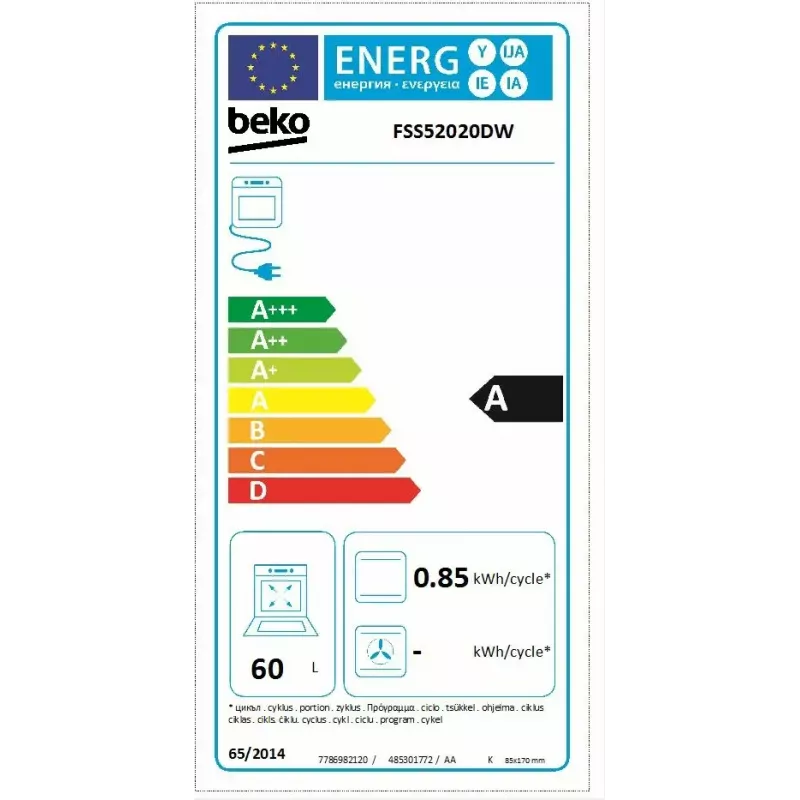Beko FSS52020DW Kuchenka wolnostojąca Elektryczna Gazowa Biała